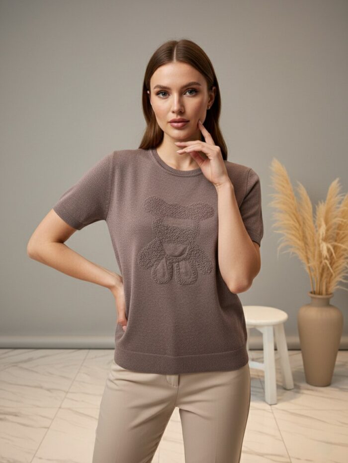 بلوز زنانه استين كوتاه بافت مدل پاندا كد 220